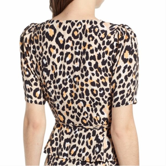 NWT Astr leopard print Wrap Peplum Top - Picture 5 of 12